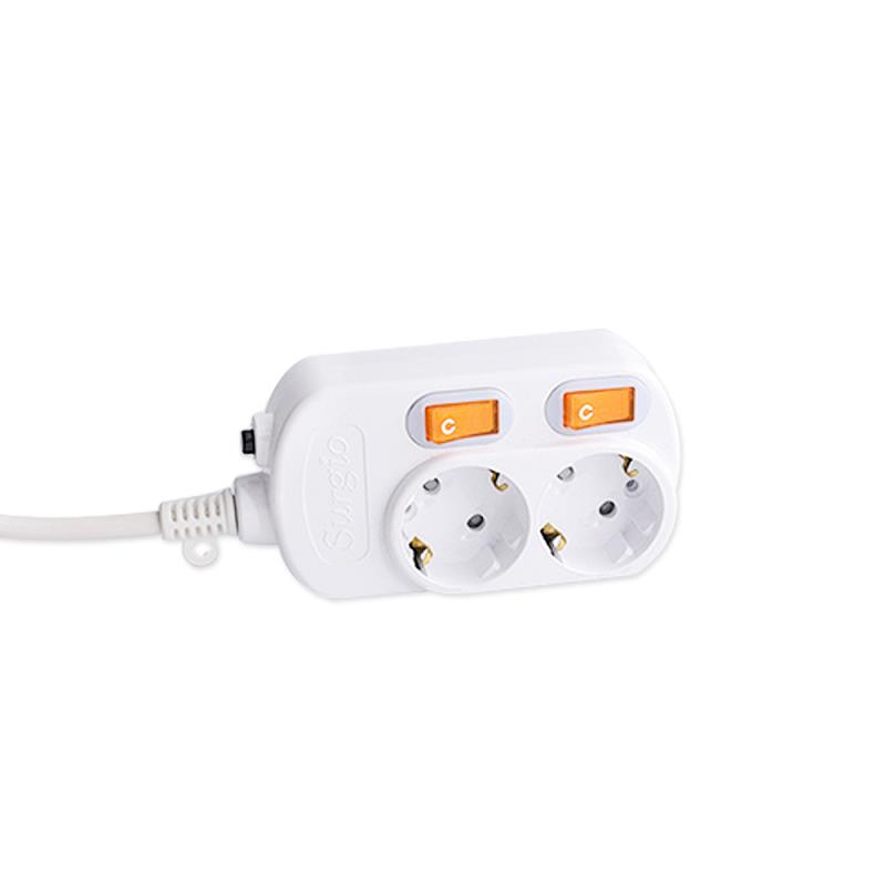 Hindi nakakalason at walang amoy na 2 outlet EU standard socket na may independiyenteng switch Hindi nakakalason at walang amoy na 2 outlet EU standard socket na may independiyenteng switch