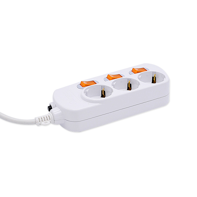 3 Mga Outlet EU Standard Socket na may Independent Switch at Overload Protection Button 3 Mga Outlet EU Standard Socket na may Independent Switch at Overload Protection Button