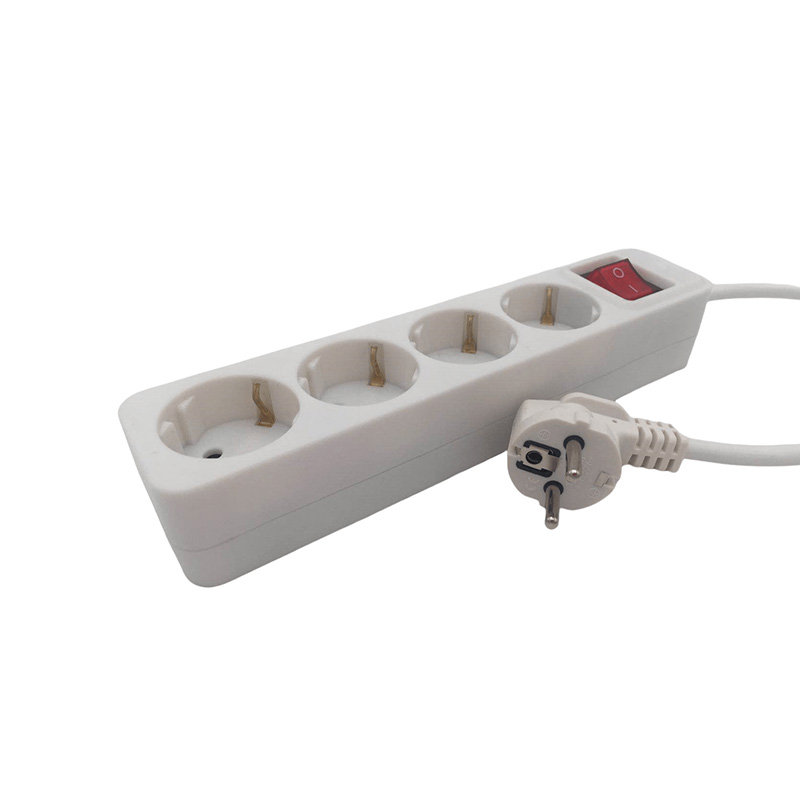 Dust-proof 4 outlet eu standard socket na may switch