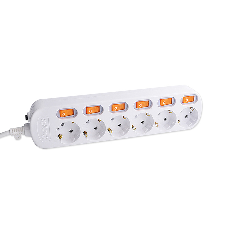 Mabilis na pag -install 6 outlet eu standard socket na may independiyenteng switch Mabilis na pag -install 6 outlet eu standard socket na may independiyenteng switch